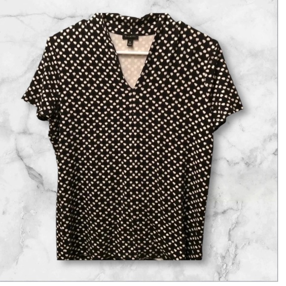 TALBOTS EUC WOMENS BLACK TOP BLOUSE SUMMER OFFICE DRESSY CASUAL SHIRTS SIZE M - Picture 1 of 5